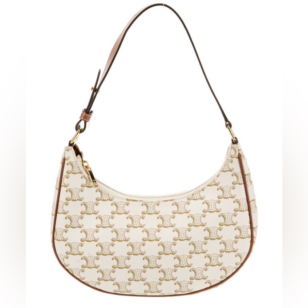 Celine Ava Bag in Triomphe Canvas and Calfskin - Griege